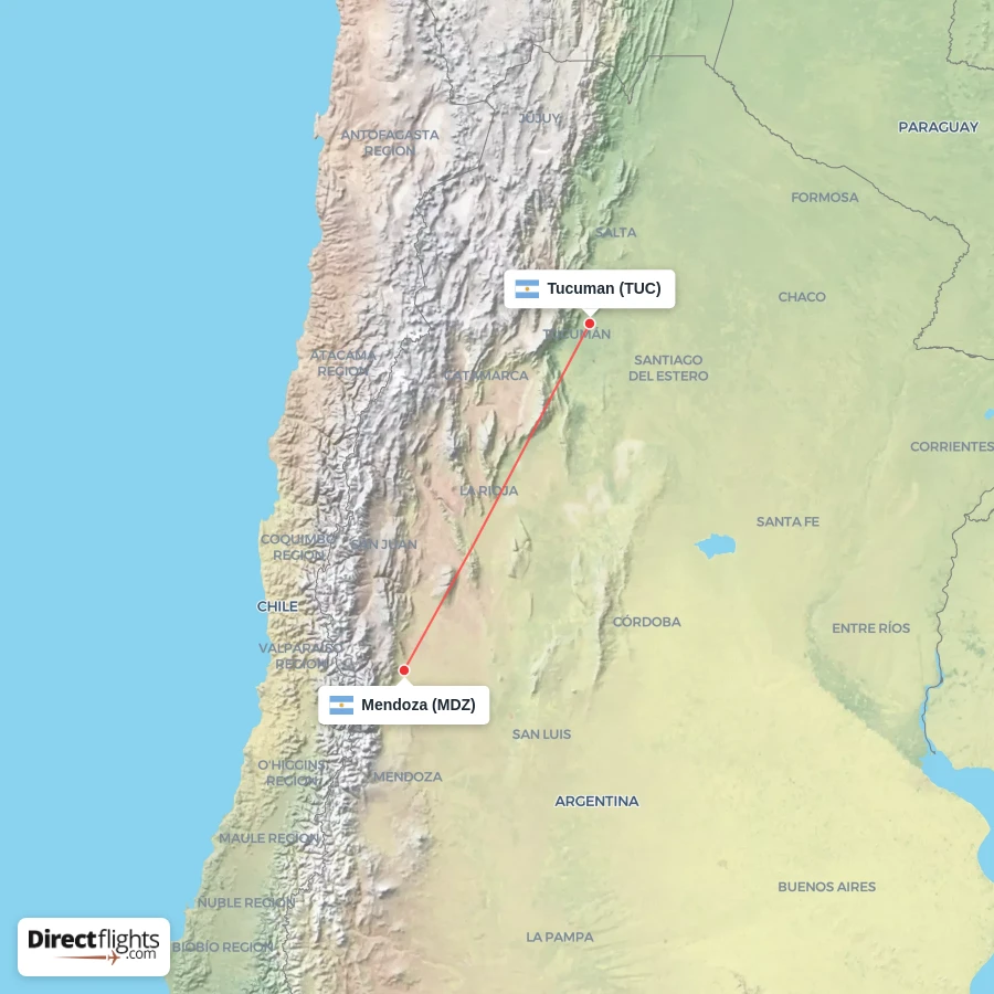 MDZ - TUC route map