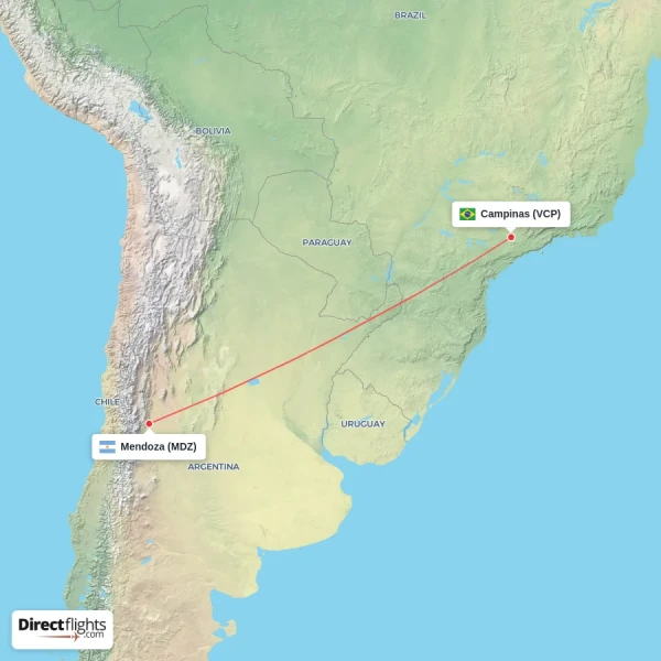 Mendoza - Campinas direct flight map