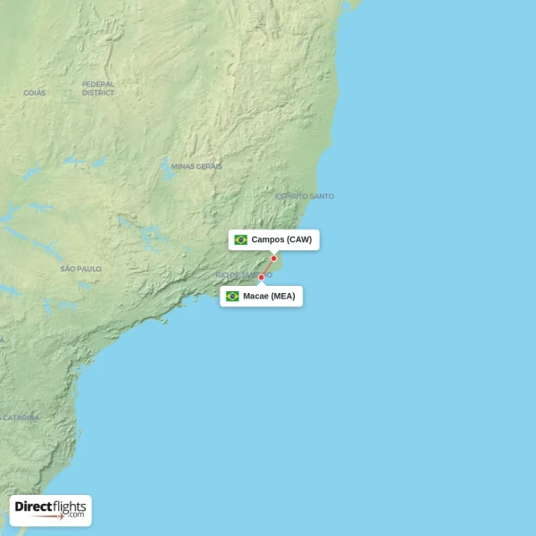 Macae - Campos direct flight map