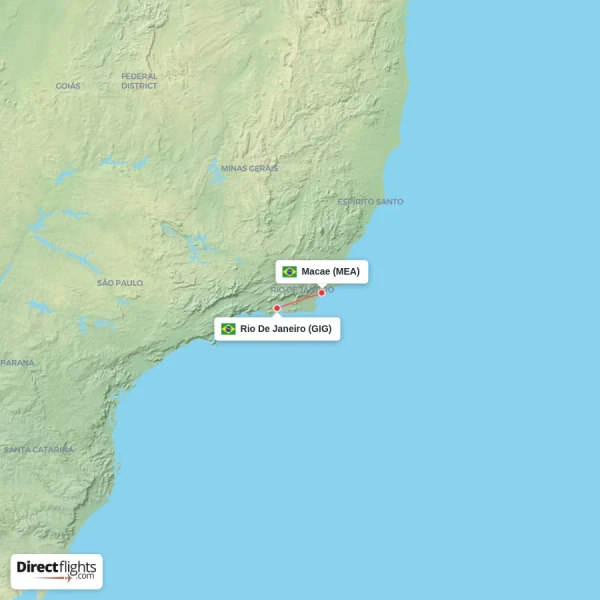 Macae - Rio De Janeiro direct flight map