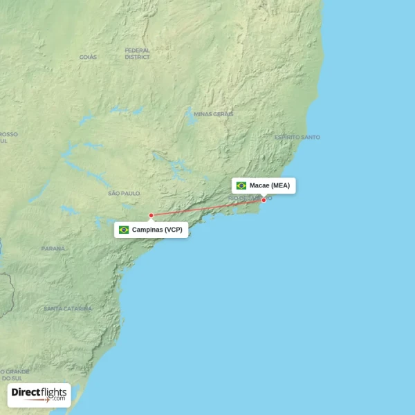 Macae - Campinas direct flight map
