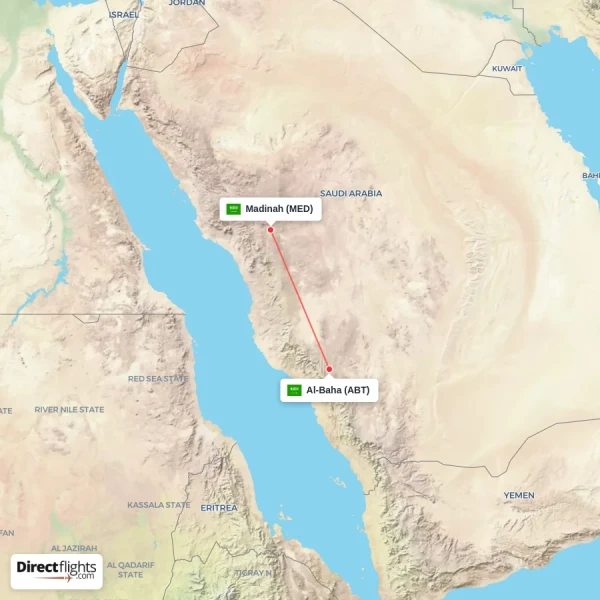 Madinah - Al-Baha direct flight map