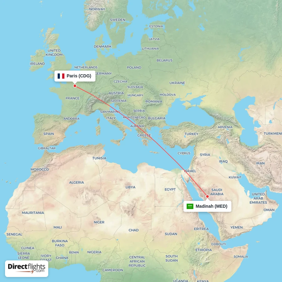 MED - CDG route map