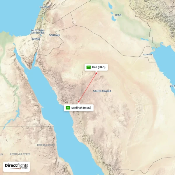 Madinah - Hail direct flight map