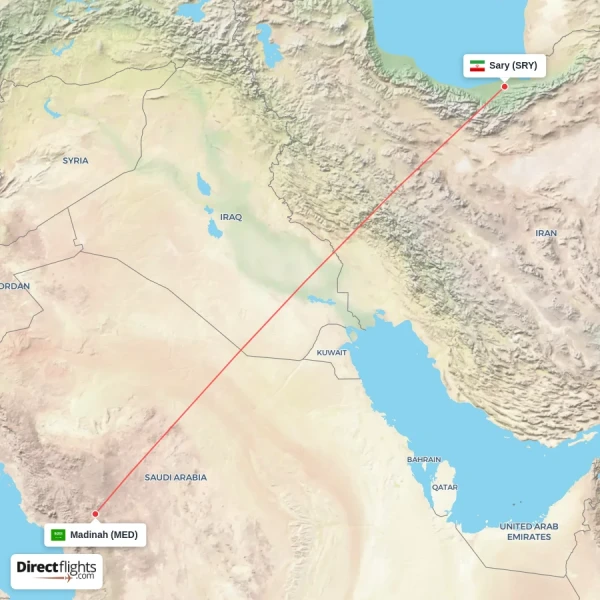 Madinah - Sary direct flight map