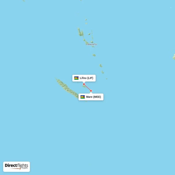Mare - Lifou direct flight map