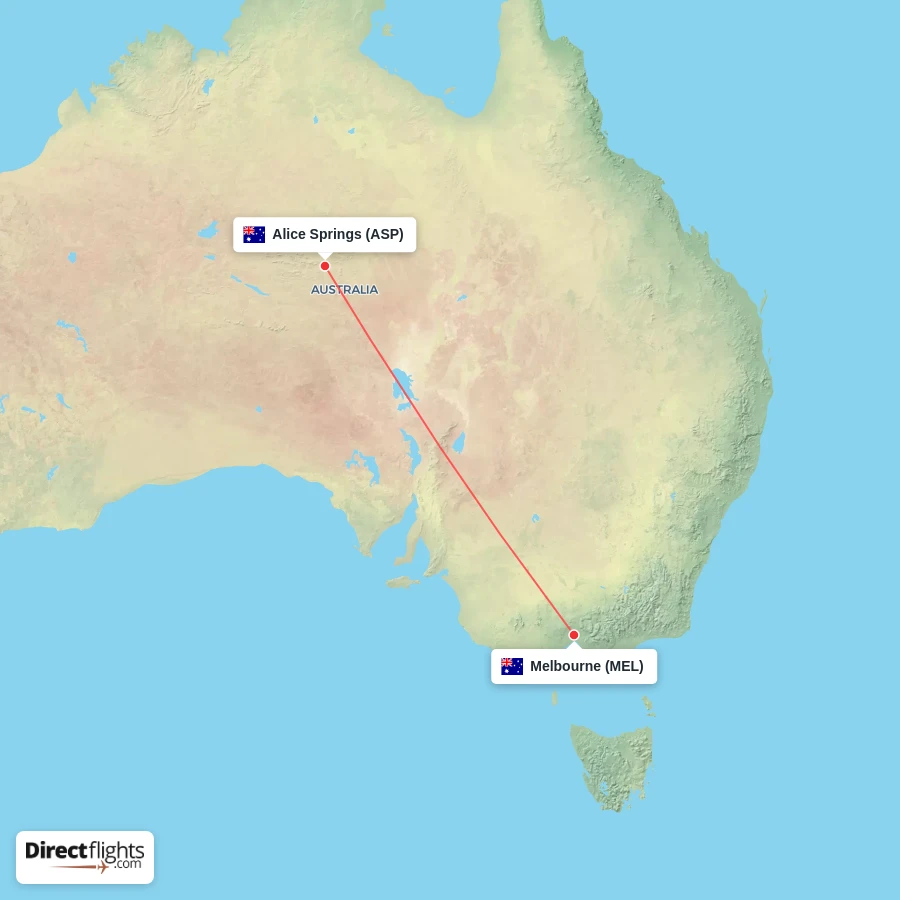 MEL - ASP route map