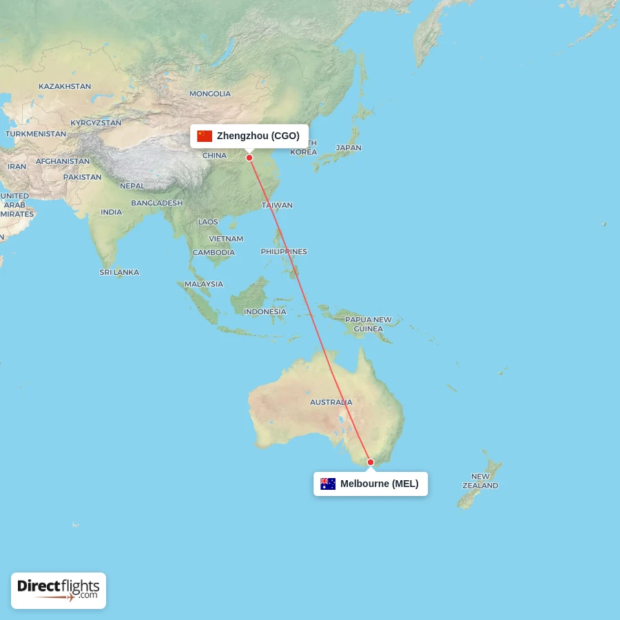 MEL - CGO route map