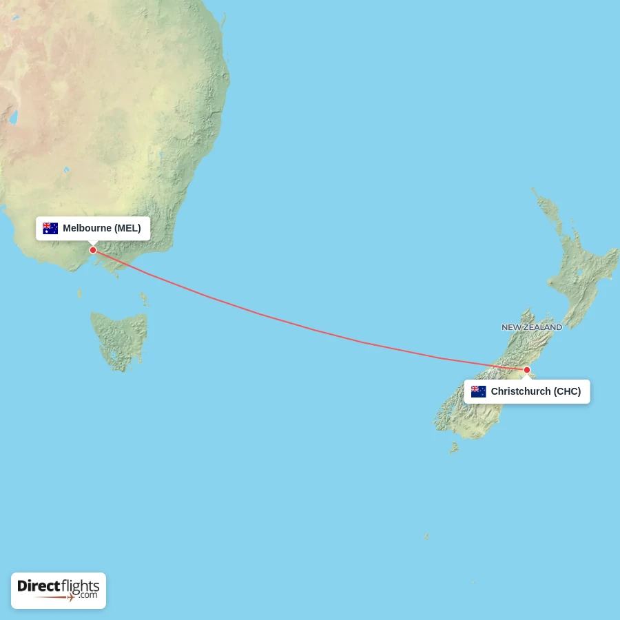 MEL - CHC route map