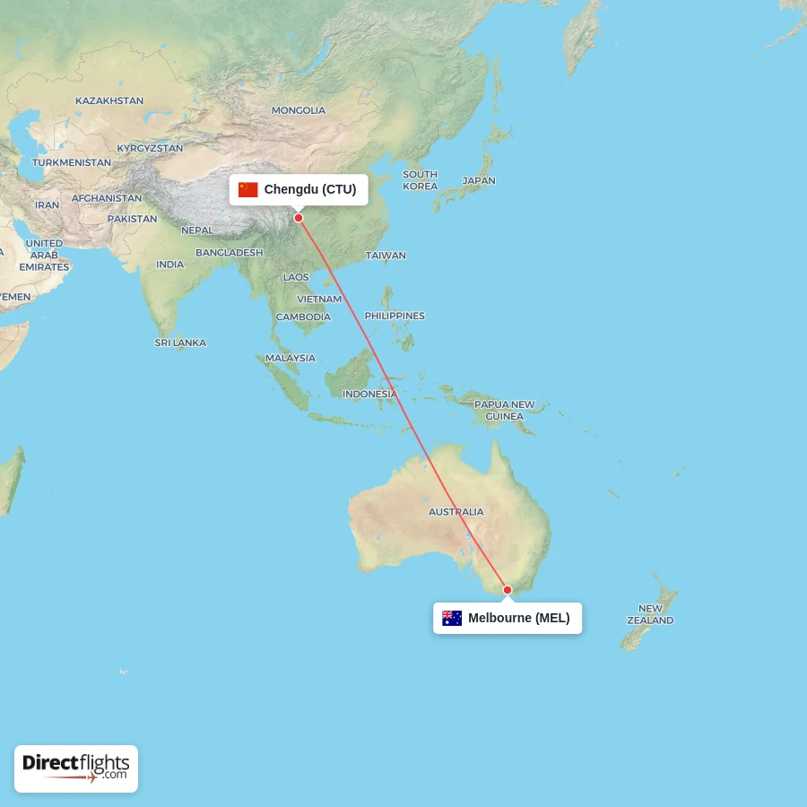 MEL - CTU route map