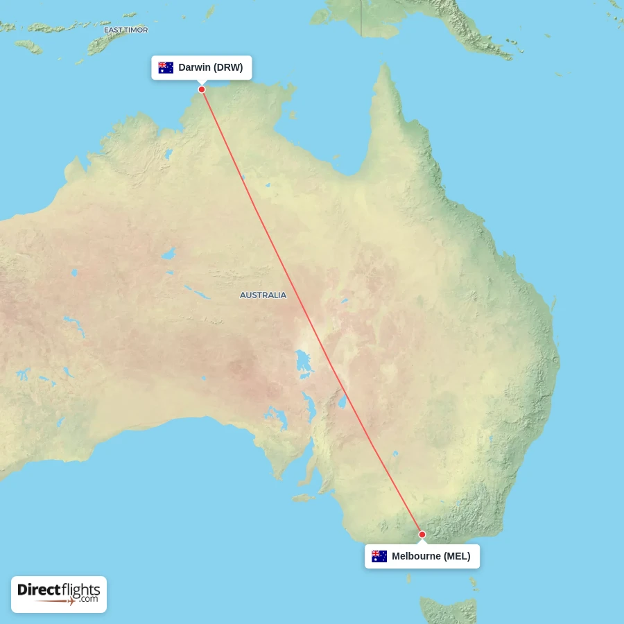 MEL - DRW route map
