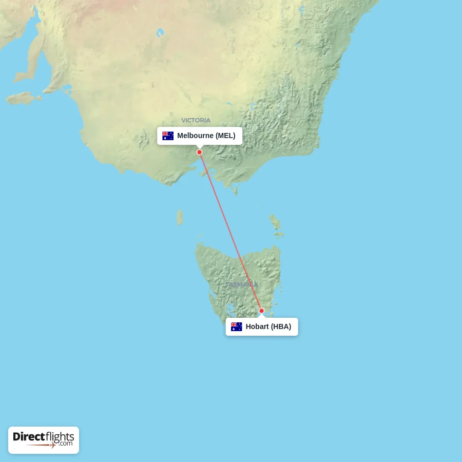 MEL - HBA route map