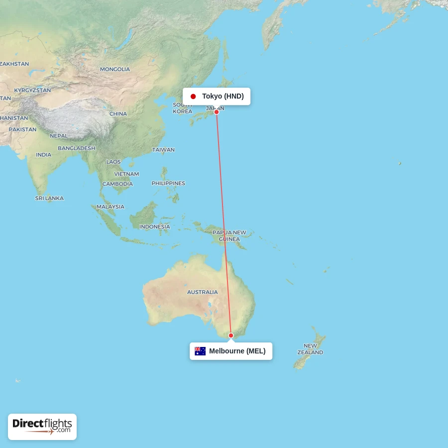 MEL - HND route map