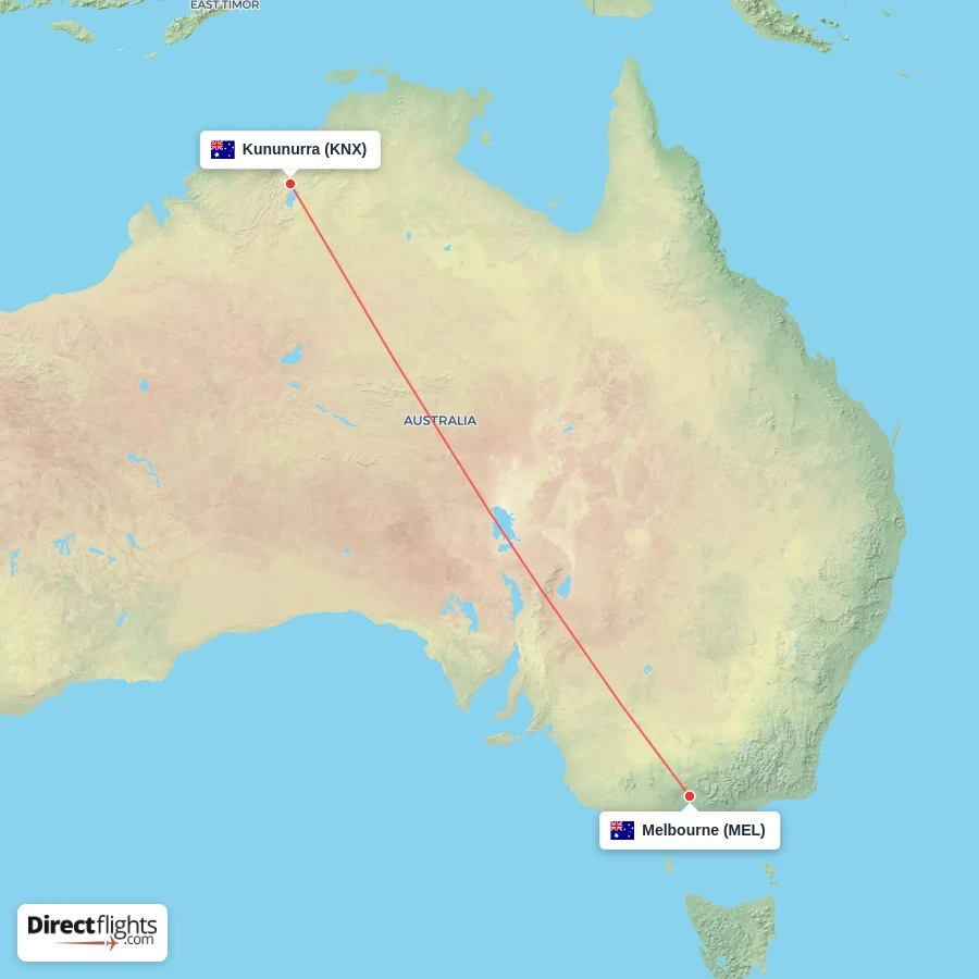 MEL - KNX route map