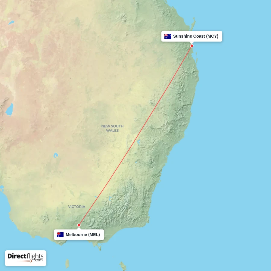 MEL - MCY route map