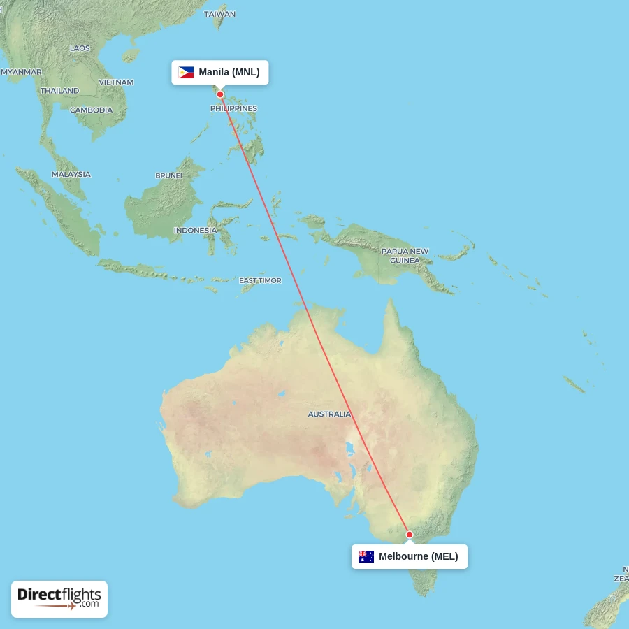 MEL - MNL route map