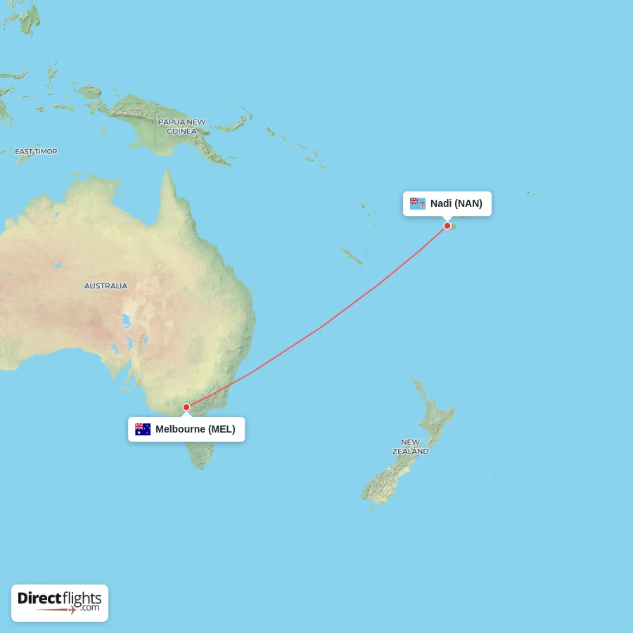 MEL - NAN route map