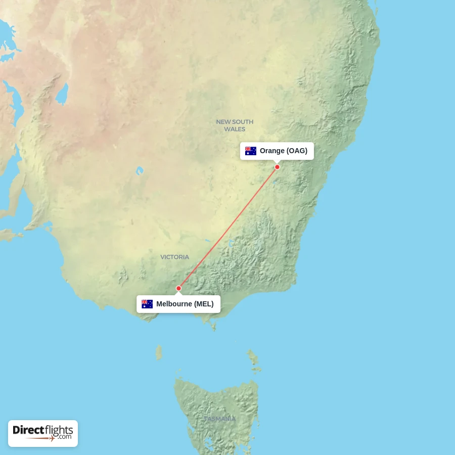 MEL - OAG route map