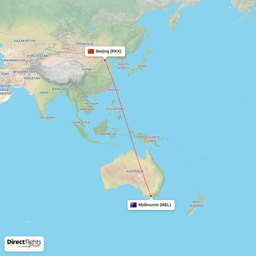 MEL - PKX route map