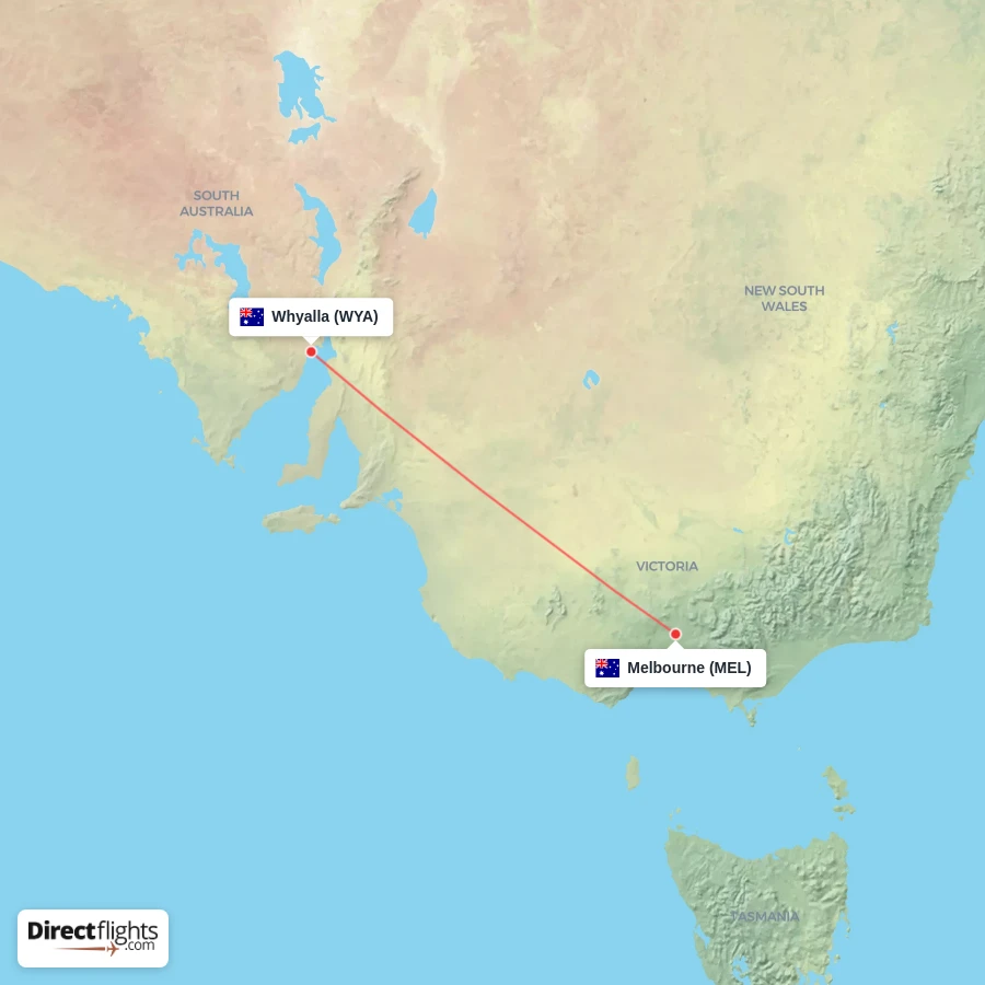 MEL - WYA route map