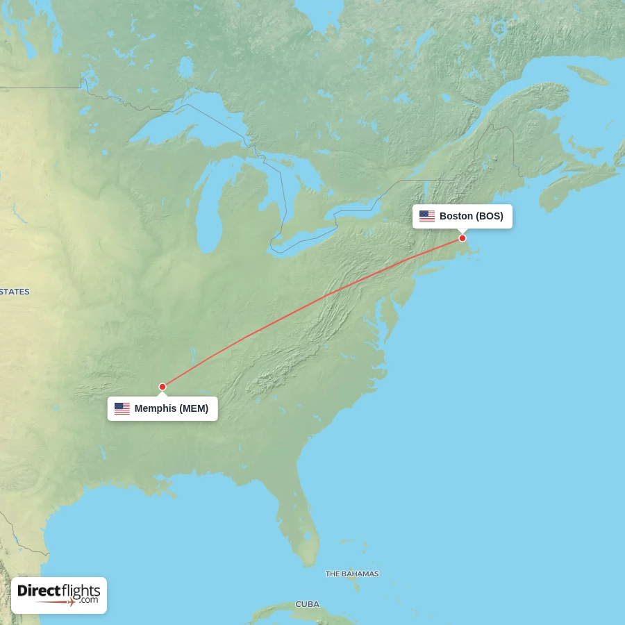 MEM - BOS route map