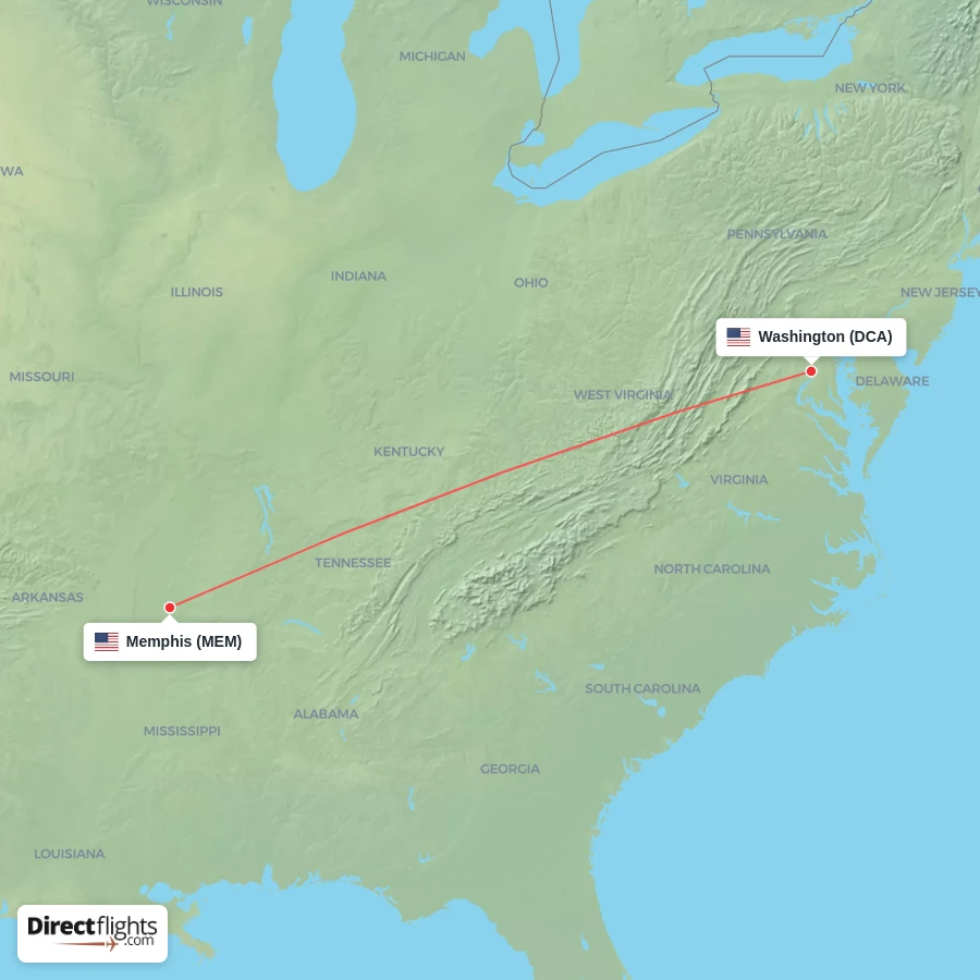 MEM - DCA route map