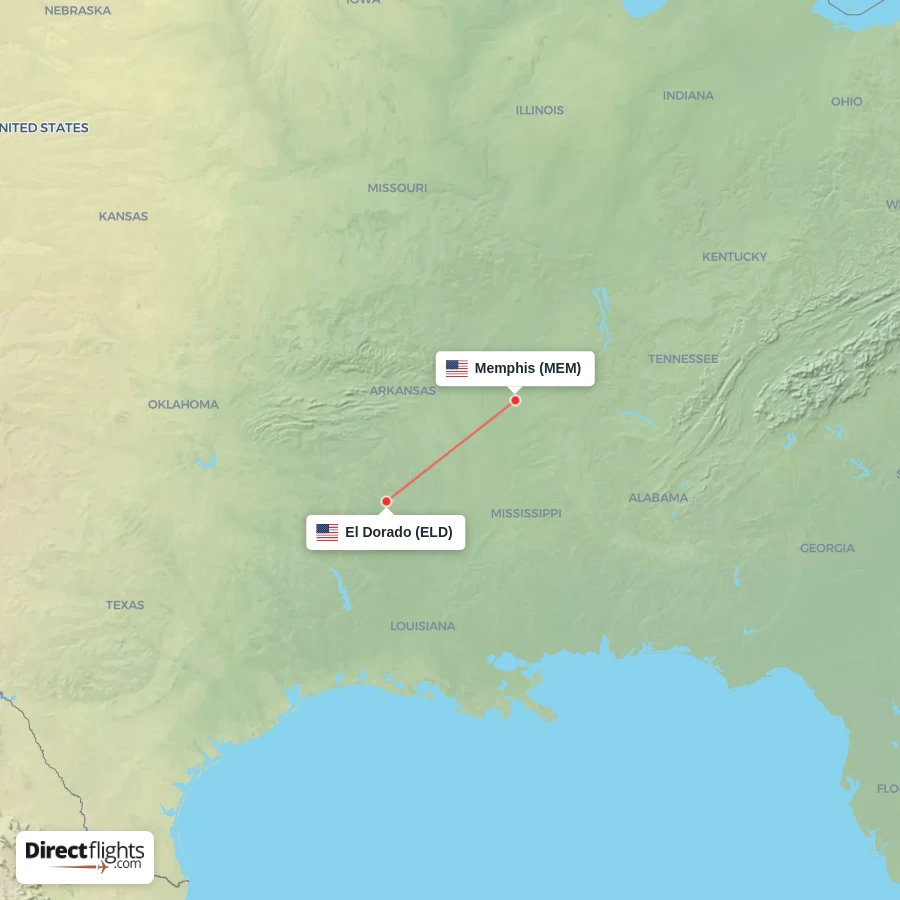 MEM - ELD route map