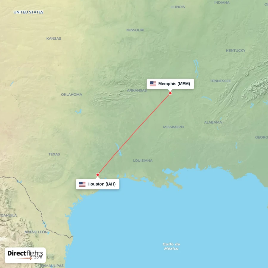 MEM - IAH route map
