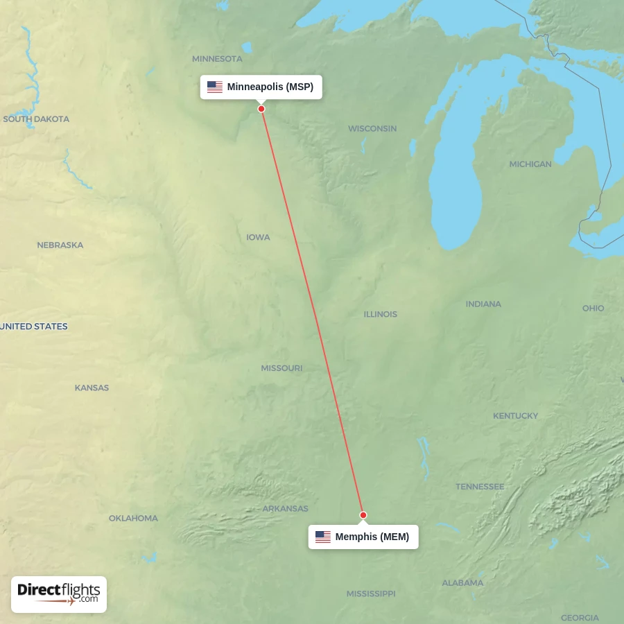 MEM - MSP route map
