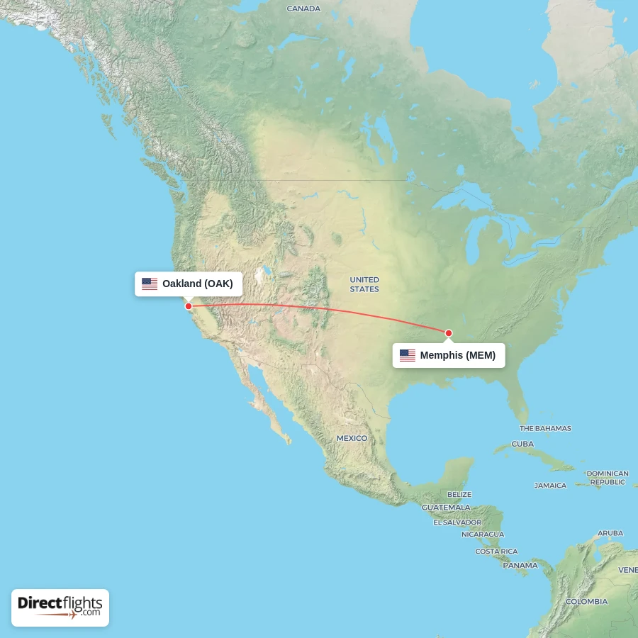 MEM - OAK route map