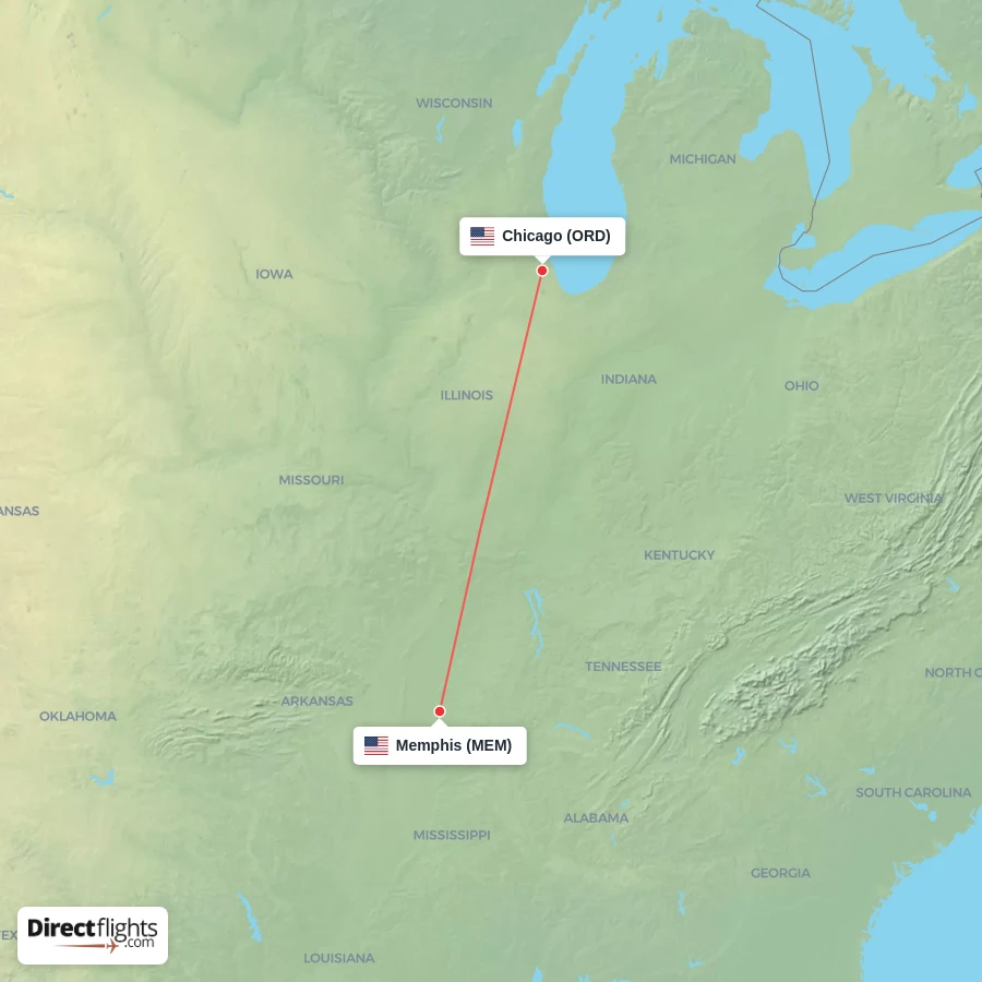 MEM - ORD route map