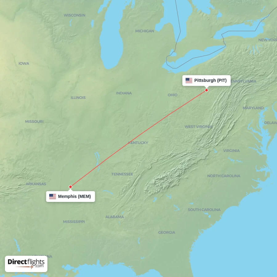 MEM - PIT route map