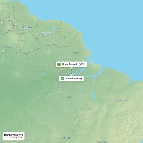 Monte Dourado - Almeirim direct flight map