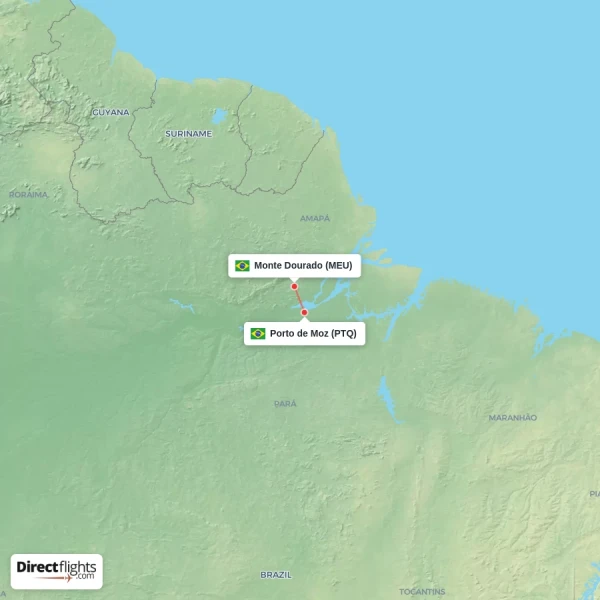 Monte Dourado - Porto de Moz direct flight map