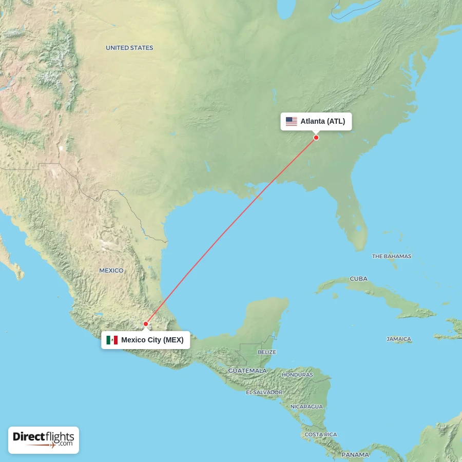 MEX - ATL route map