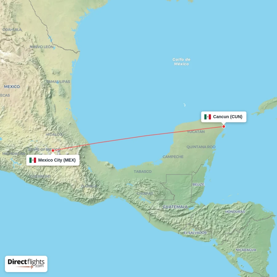 MEX - CUN route map