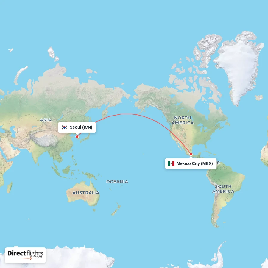 MEX - ICN route map