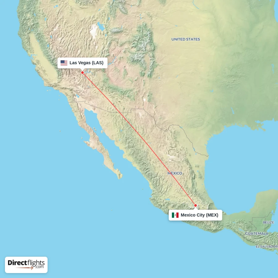MEX - LAS route map