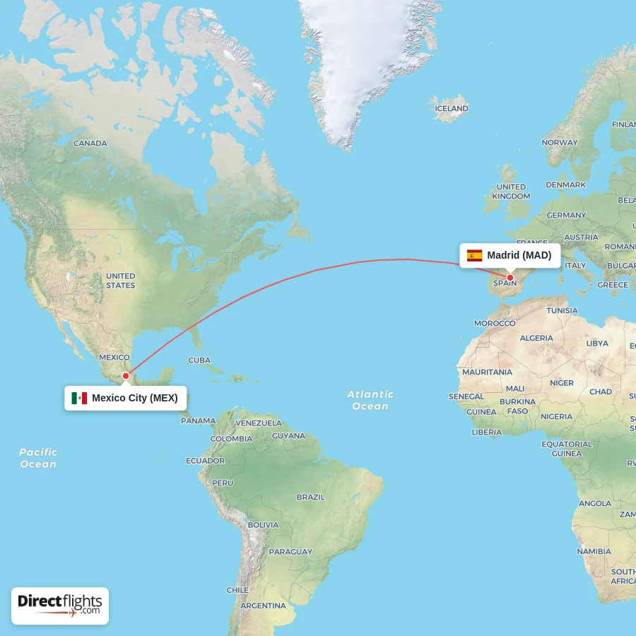 MEX - MAD route map