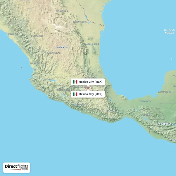 Mexico City - Mexico City direct flight map