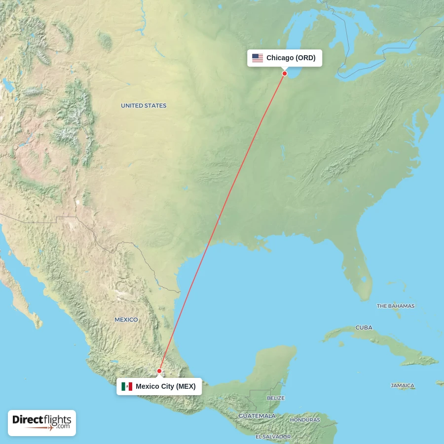 MEX - ORD route map