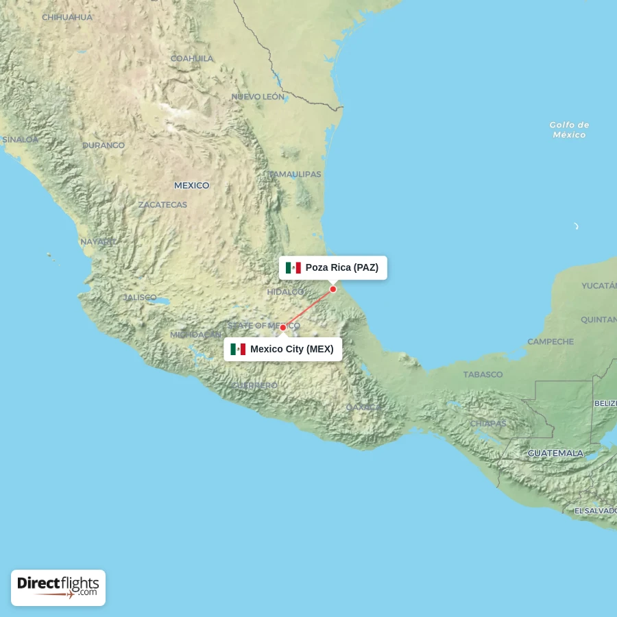 MEX - PAZ route map