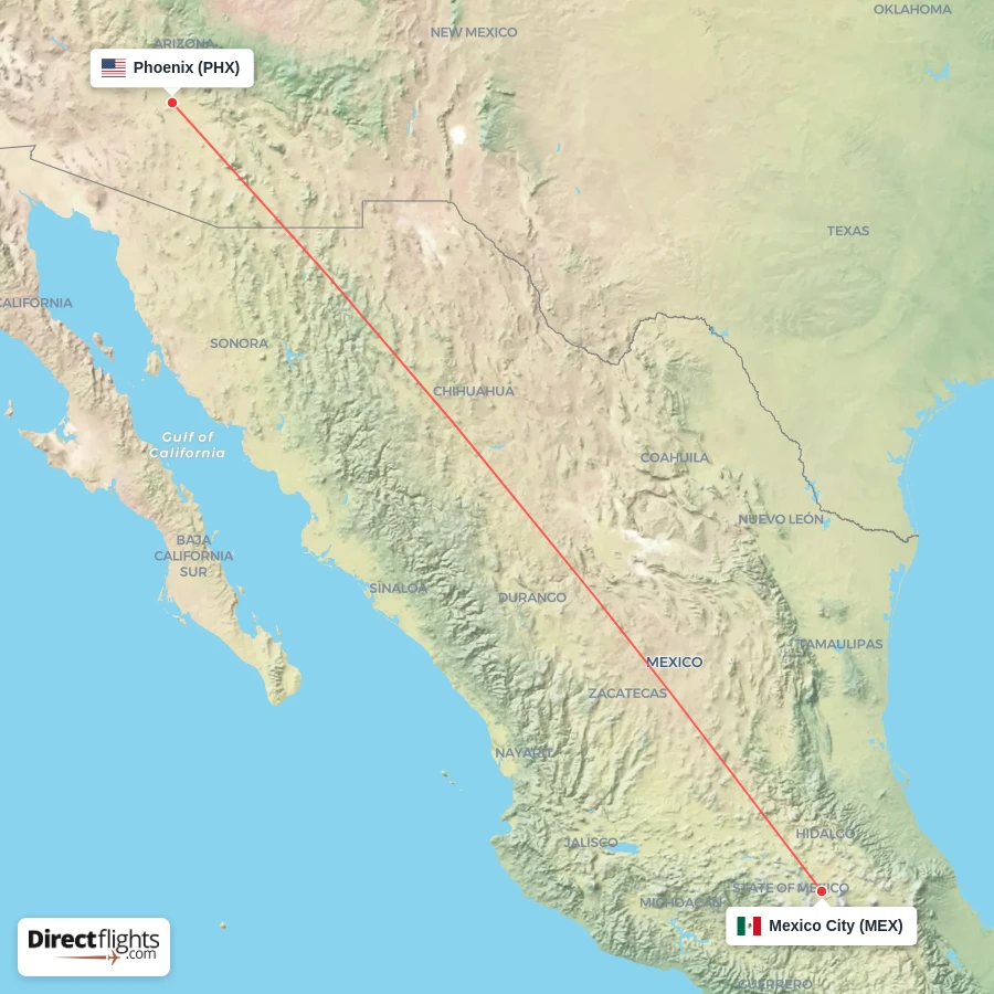 MEX - PHX route map
