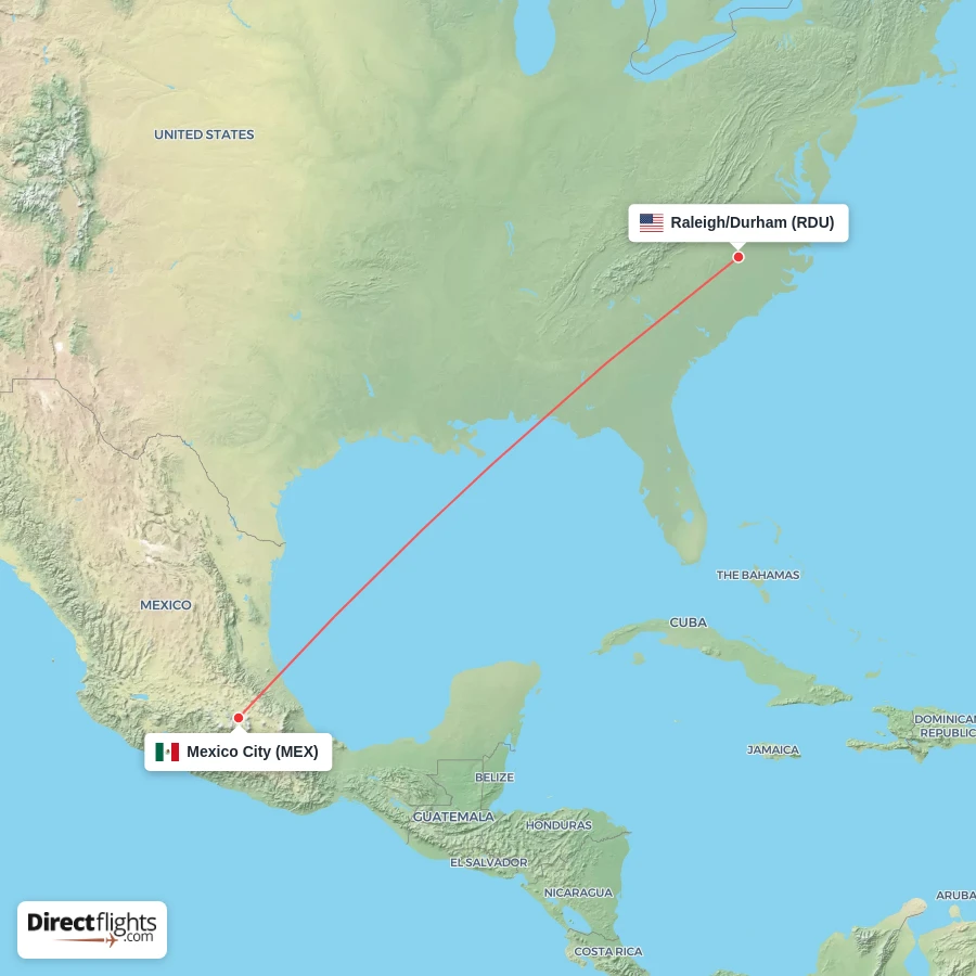 MEX - RDU route map