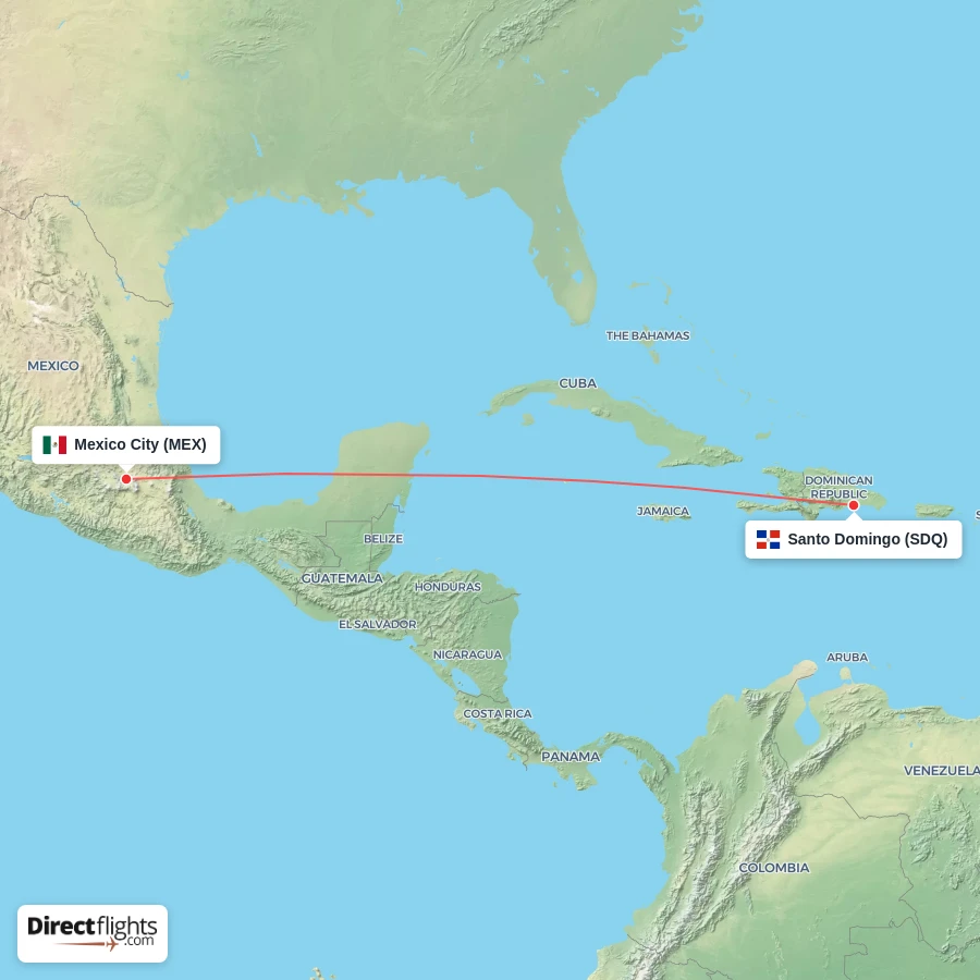 MEX - SDQ route map