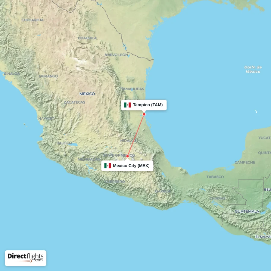 MEX - TAM route map