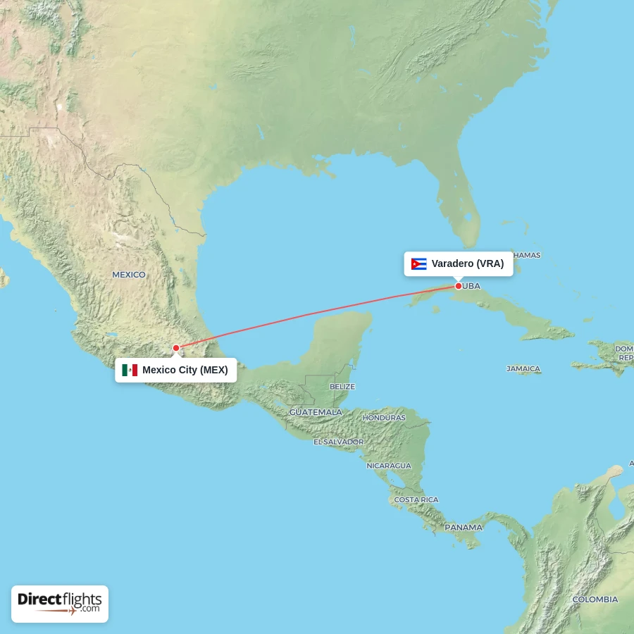 MEX - VRA route map