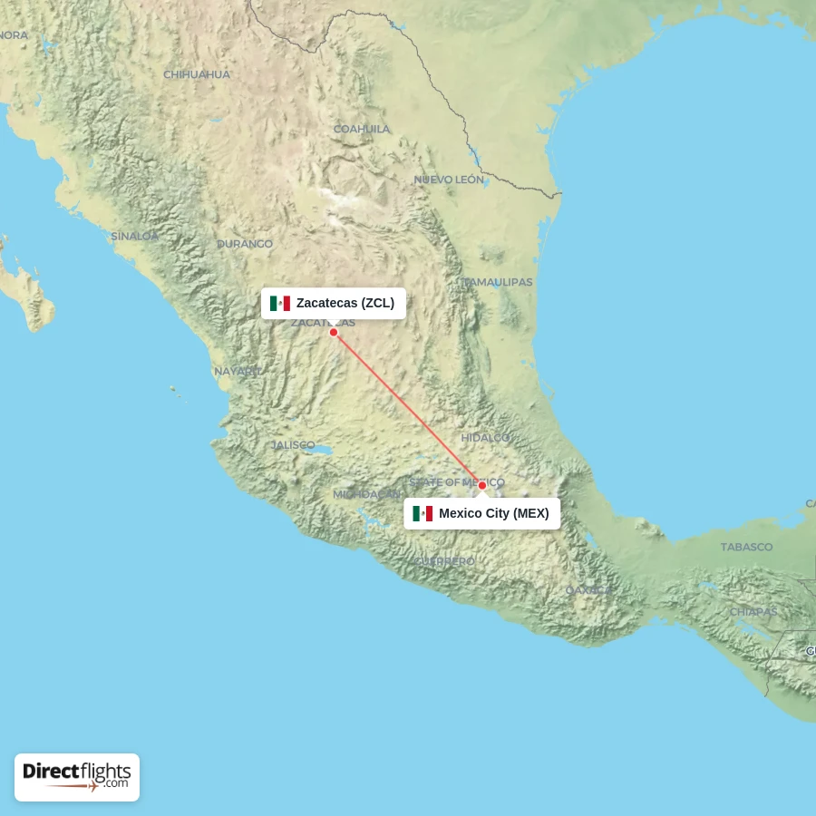 MEX - ZCL route map