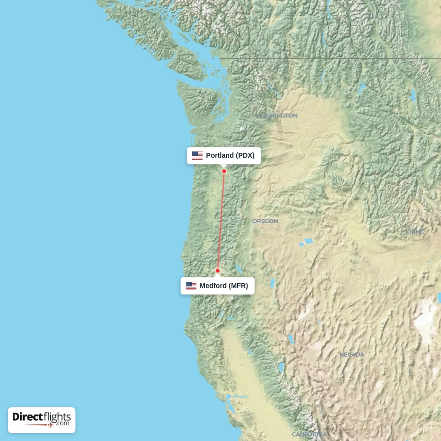 MFR - PDX route map