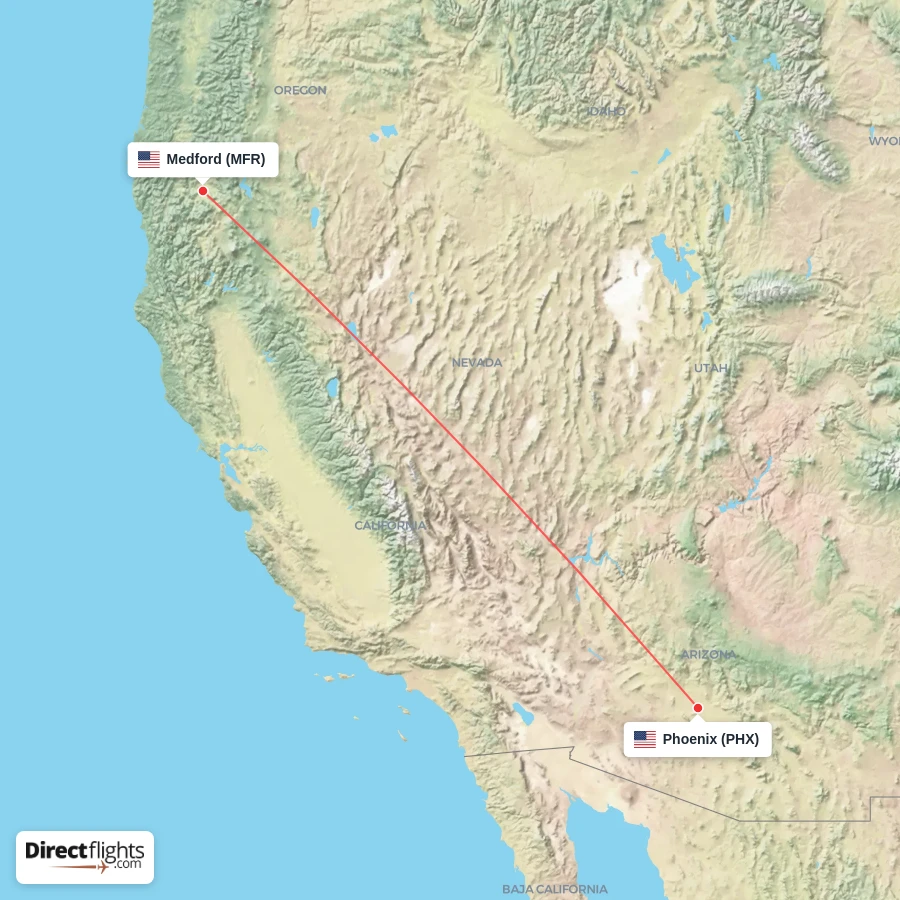 MFR - PHX route map